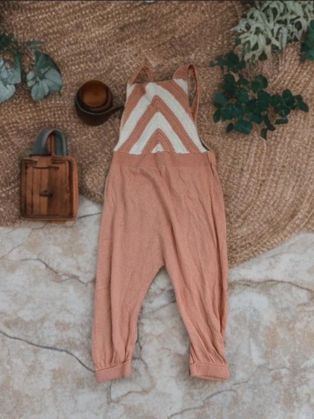 Zara Peach & Cream Knit Jumpsuit Romper for Kids